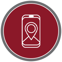 Convenience phone with location market icon