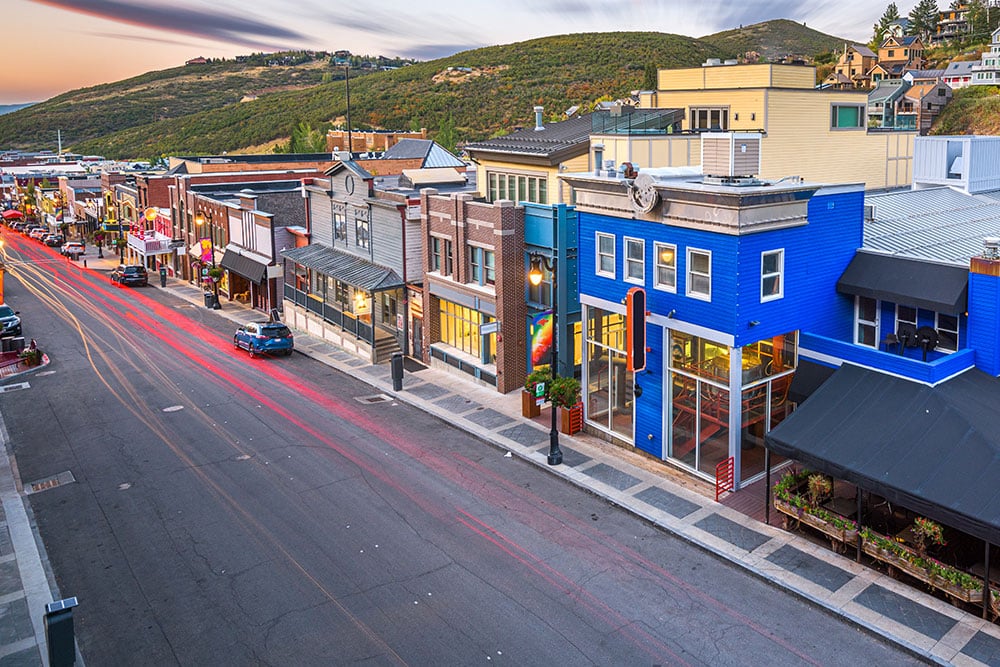 Aerial view of Park City Main Street
